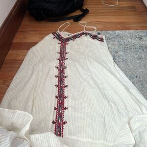 Long white and colorful dress